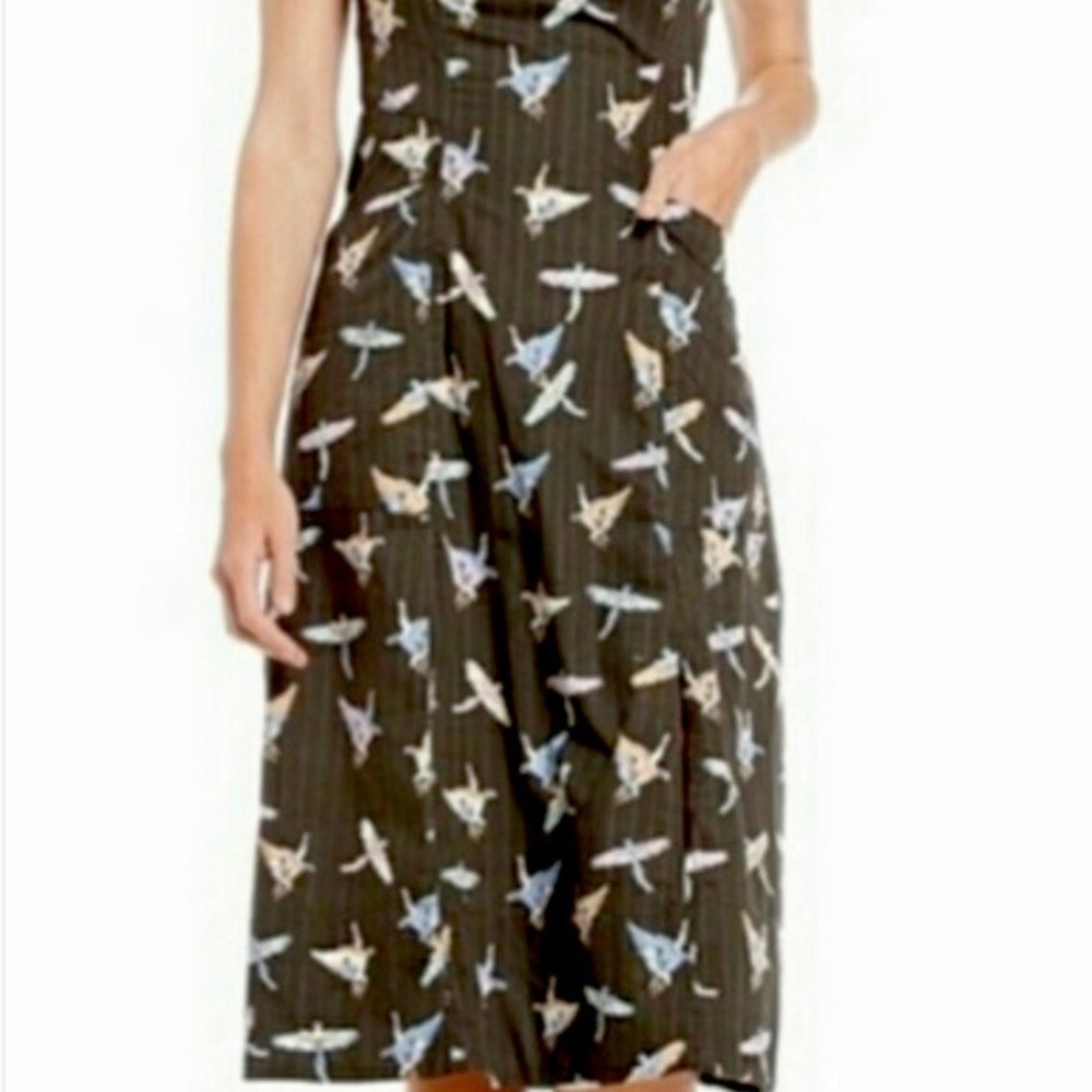 Free People  Bird Print Strapless Dress w/ Pockets Size 2